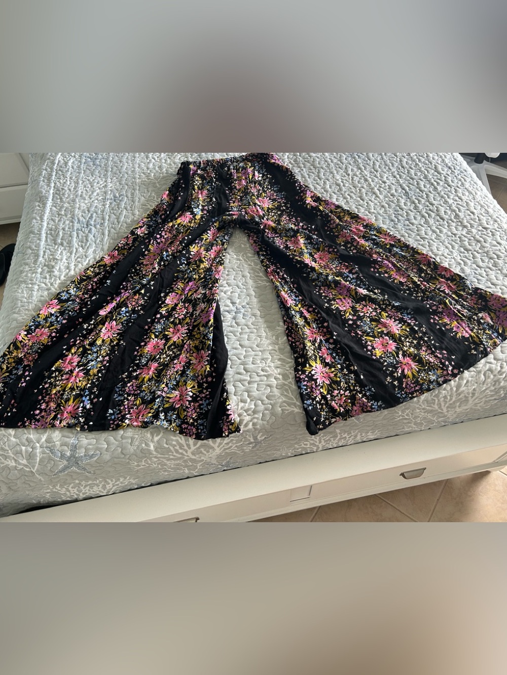 Sexy Bohemian Floral Tropical wide leg thigh high slits flowing pants